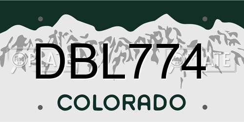 DBL774 Colorado License Plate