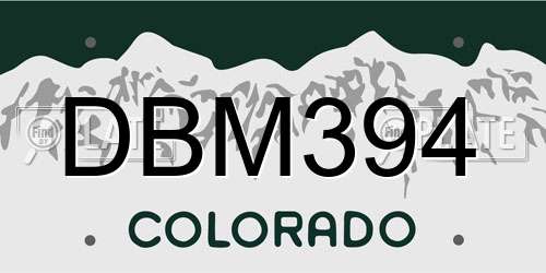 DBM394 Colorado License Plate
