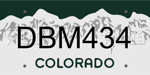 DBM434 Colorado License Plate