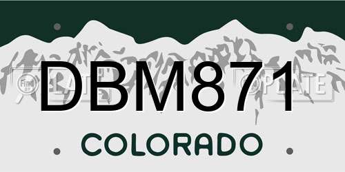 DBM871 Colorado License Plate