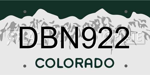 DBN922 Colorado License Plate