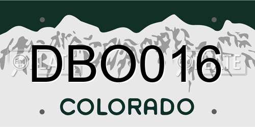DBO016 Colorado License Plate