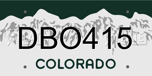 DBO415 Colorado License Plate