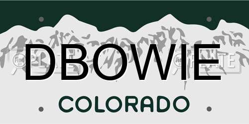DBOWIE Colorado License Plate