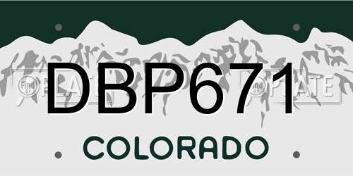 DBP671 Colorado License Plate