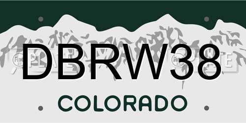 DBRW38 Colorado License Plate