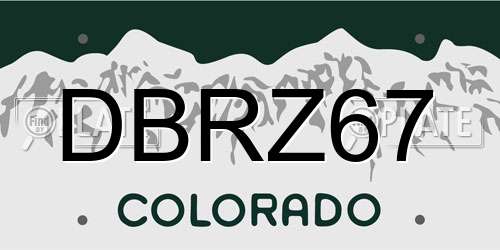 DBRZ67 Colorado License Plate