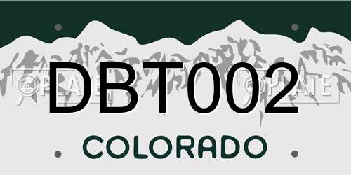 DBT002 Colorado License Plate