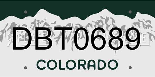 DBT0689 Colorado License Plate