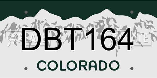 DBT164 Colorado License Plate