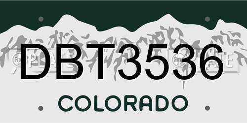 DBT3536 Colorado License Plate