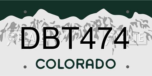 DBT474 Colorado License Plate