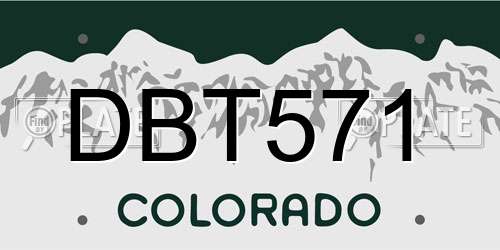 DBT571 Colorado License Plate