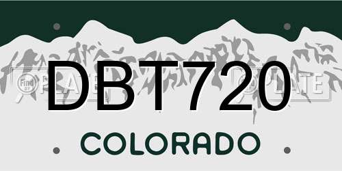 DBT720 Colorado License Plate