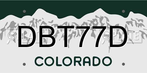 DBT77D Colorado License Plate