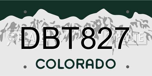 DBT827 Colorado License Plate