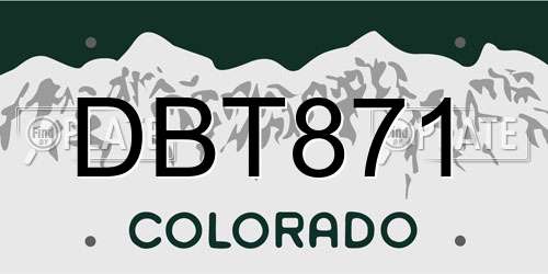 DBT871 Colorado License Plate