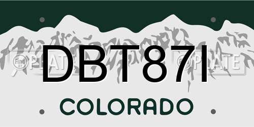 DBT87I Colorado License Plate
