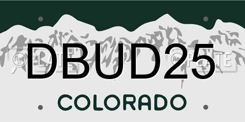 DBUD25 Colorado License Plate