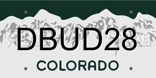 DBUD28 Colorado License Plate