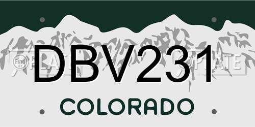 DBV231 Colorado License Plate