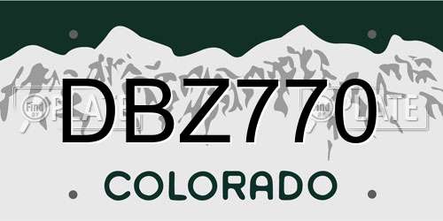 DBZ770 Colorado License Plate