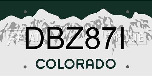 DBZ87I Colorado License Plate