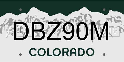 DBZ90M Colorado License Plate