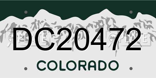 DC20472 Colorado License Plate