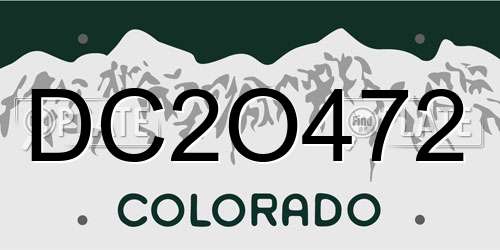 DC2O472 Colorado License Plate
