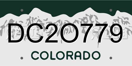 DC2O779 Colorado License Plate