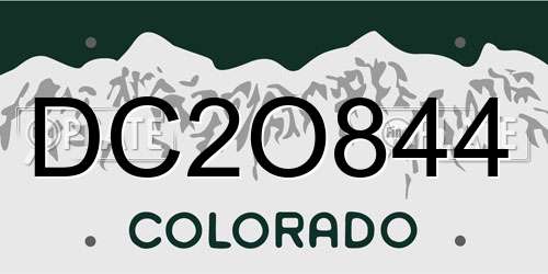 DC2O844 Colorado License Plate