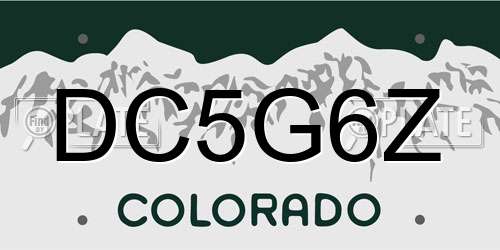 DC5G6Z Colorado License Plate