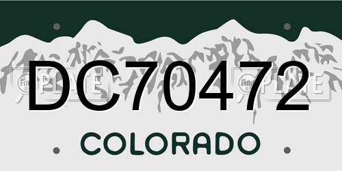 DC70472 Colorado License Plate