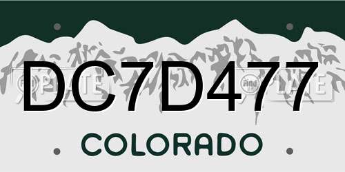 DC7D477 Colorado License Plate