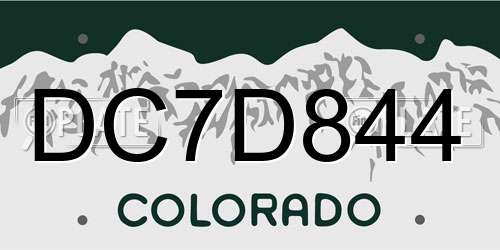 DC7D844 Colorado License Plate