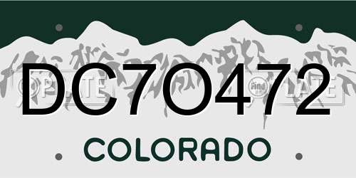DC7O472 Colorado License Plate