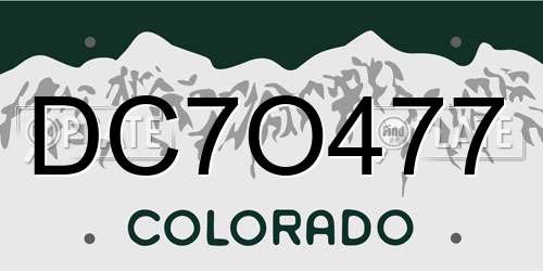 DC7O477 Colorado License Plate