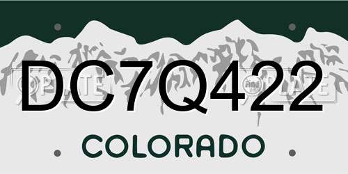 DC7Q422 Colorado License Plate