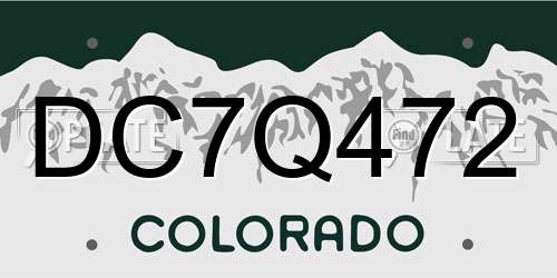 DC7Q472 Colorado License Plate
