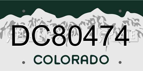 DC80474 Colorado License Plate