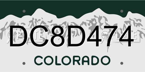 DC8D474 Colorado License Plate
