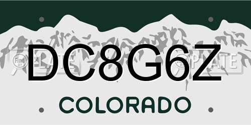 DC8G6Z Colorado License Plate