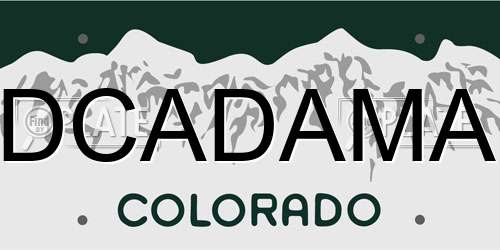 DCADAMA Colorado License Plate