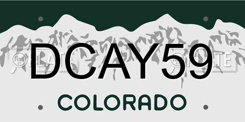 DCAY59 Colorado License Plate