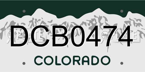 DCB0474 Colorado License Plate