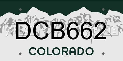 DCB662 Colorado License Plate