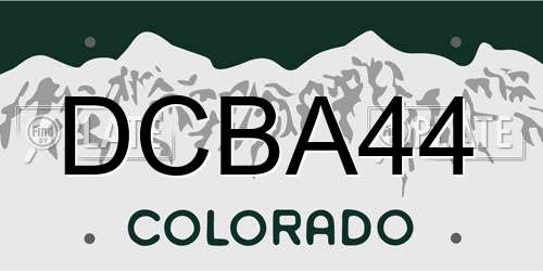 DCBA44 Colorado License Plate