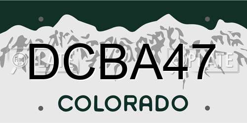 DCBA47 Colorado License Plate