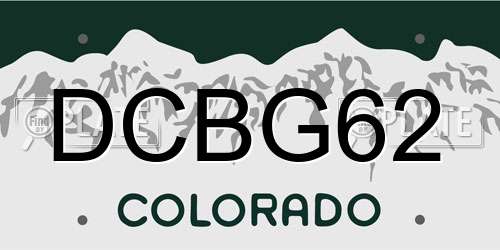 DCBG62 Colorado License Plate